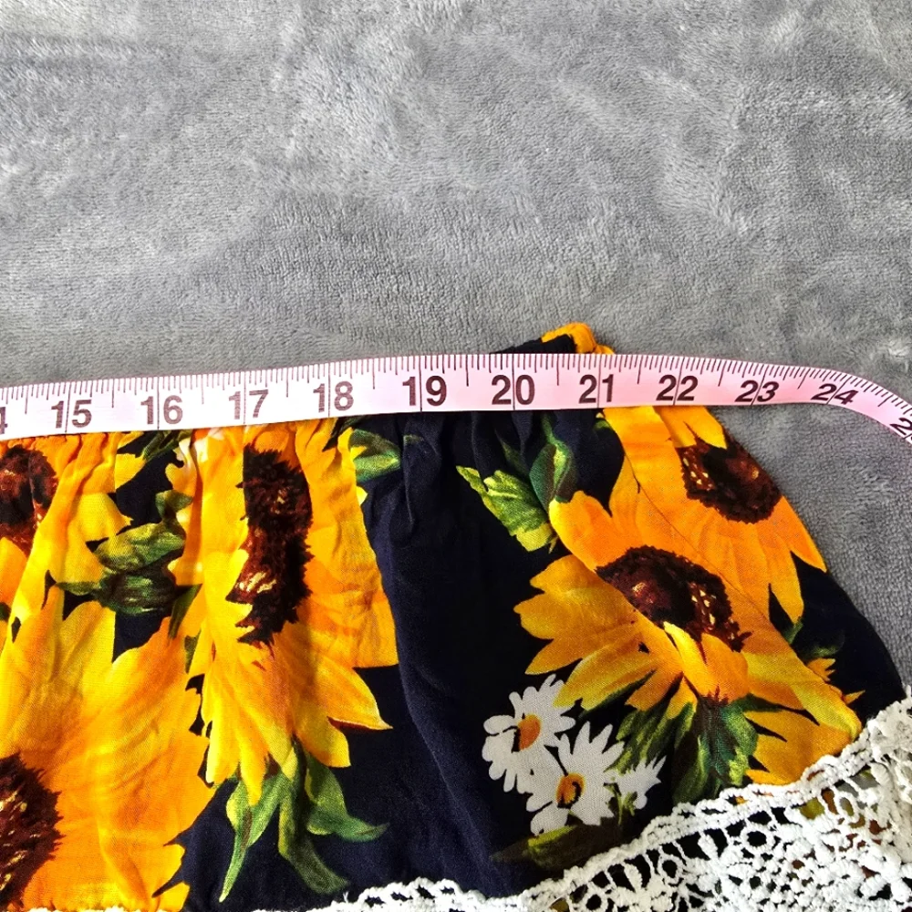 2/$30 Umgee Strapless Sunflower Sun Dress Sz S Oversize Boho Prairie Cottagecore